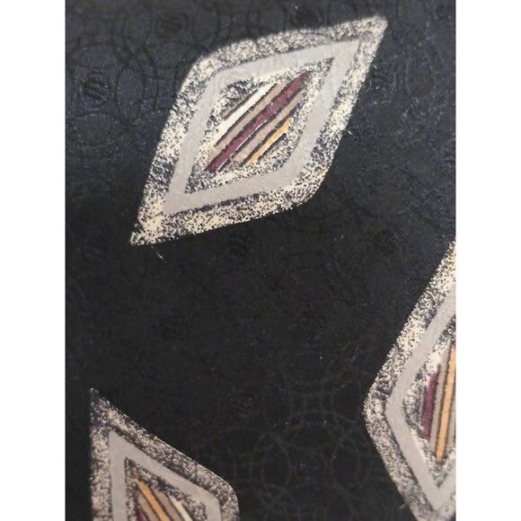 ROBERT TALBOTT Studio Men's TIE NAVY BLUE Silver GEO 3.25 X 57.5 Highlander Luxe - Picture 3 of 8